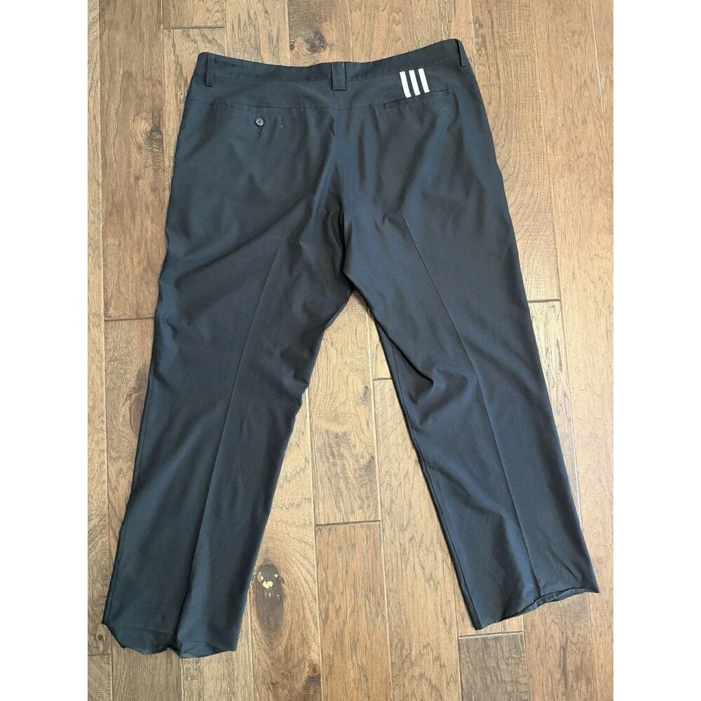 Adidas ClimaLite Flat Front Golf Pants w/ Iconic 3 Stripes Logo- Black- 42 x 32